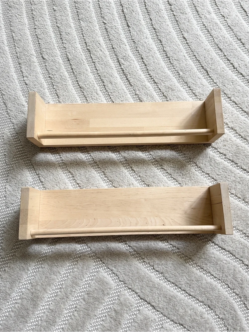 IKEA Natural Wood Wall Shelf Pair - Light Wood Finish